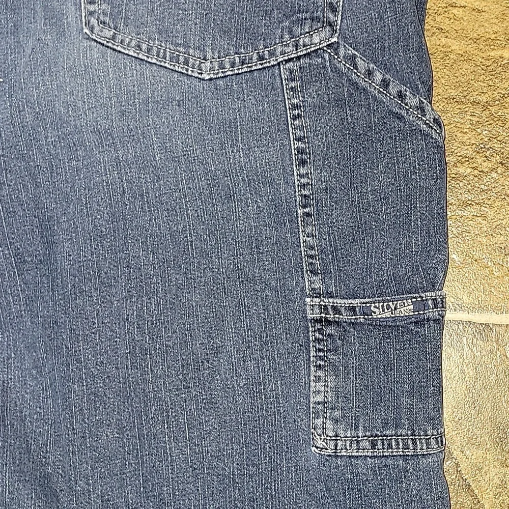 Vtg Silver Jeans Mens Size 38 Blue Denim Carpenter Shorts
